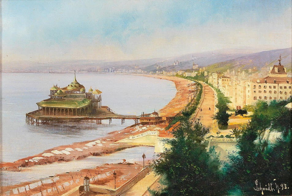 Hermann Schmidt - View Of The Promenade Des Anglais, Nice
