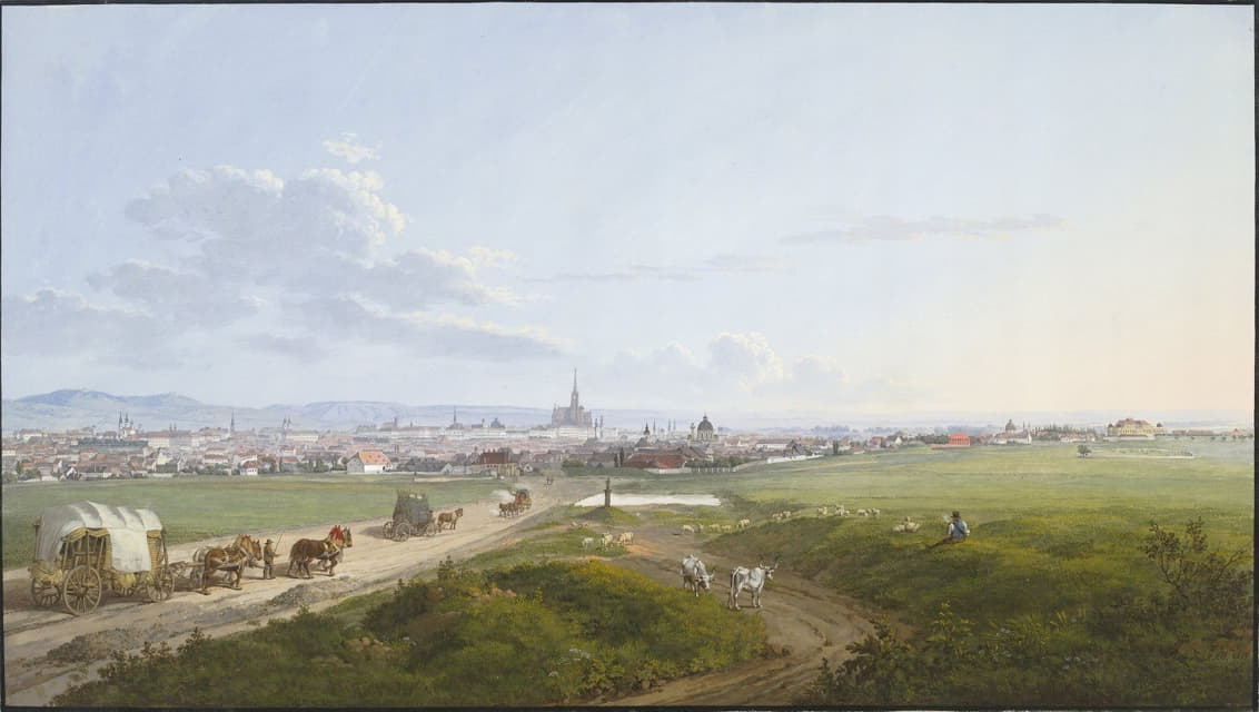 Jakob Alt - View of Vienna from the Spinner on the Cross, 1817