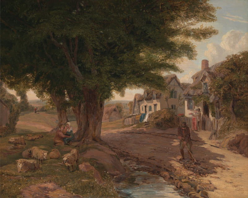 Jessica Landseer - Village Scene (possibly Colickey Green, Essex)