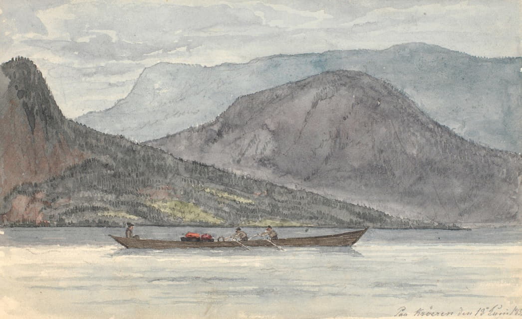 Martinus Rørbye - Fjordlandskab med robåd