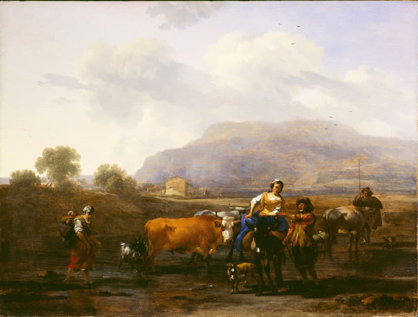 Nicolaes Pietersz. Berchem - Travelling Peasants (Le Soir)