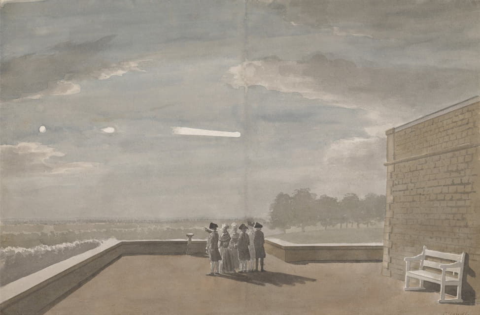 1783年8月18日的流星，从温莎城堡北台的东角看去