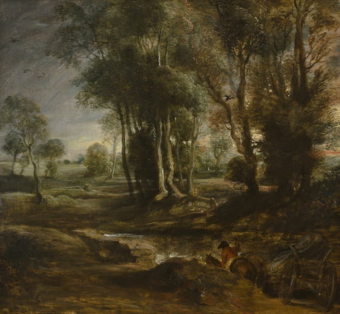 Peter Paul Rubens - Evening Landscape with Timber Wagon