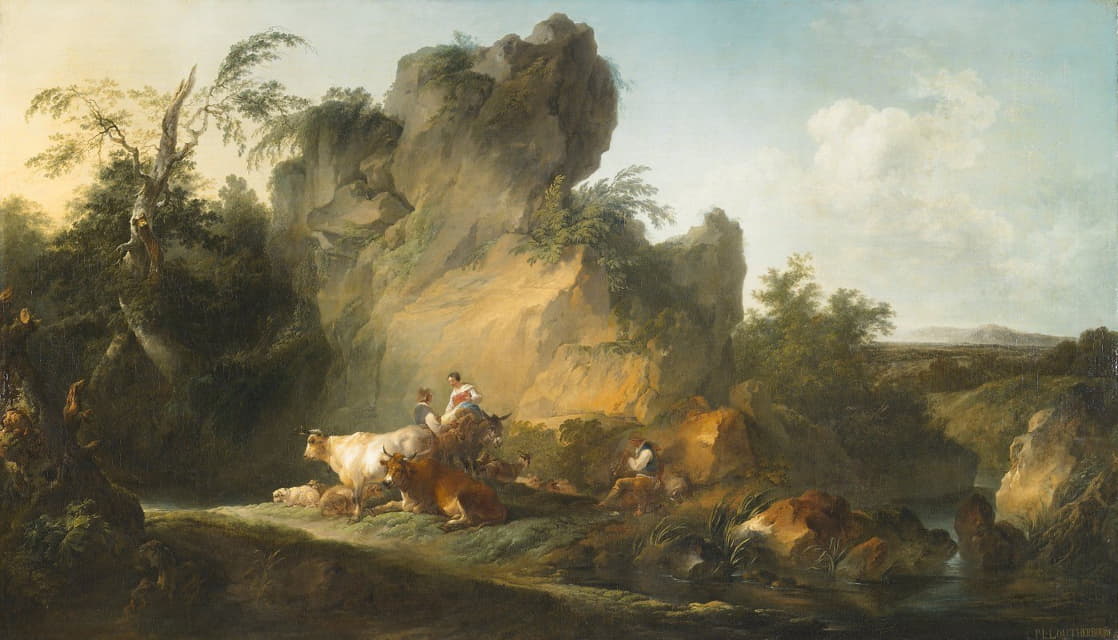 Philippe-Jacques de Loutherbourg - Landscape with Figures and Animals