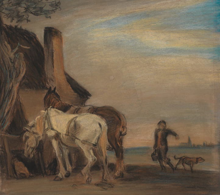 卡尔，他给两匹马送水（保罗·波特在卢浮宫的画作副本）