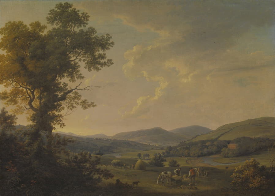 William Ashford - Landscape with Haymakers and a Distant View of a Georgian House