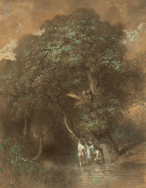 Constant Troyon - Bathers by a Giant Oak