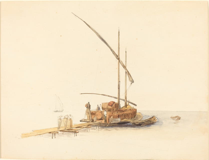 Johann Jacob Ulrich - Wine Barrels Loaded onto a Sailing Barge at Vevey