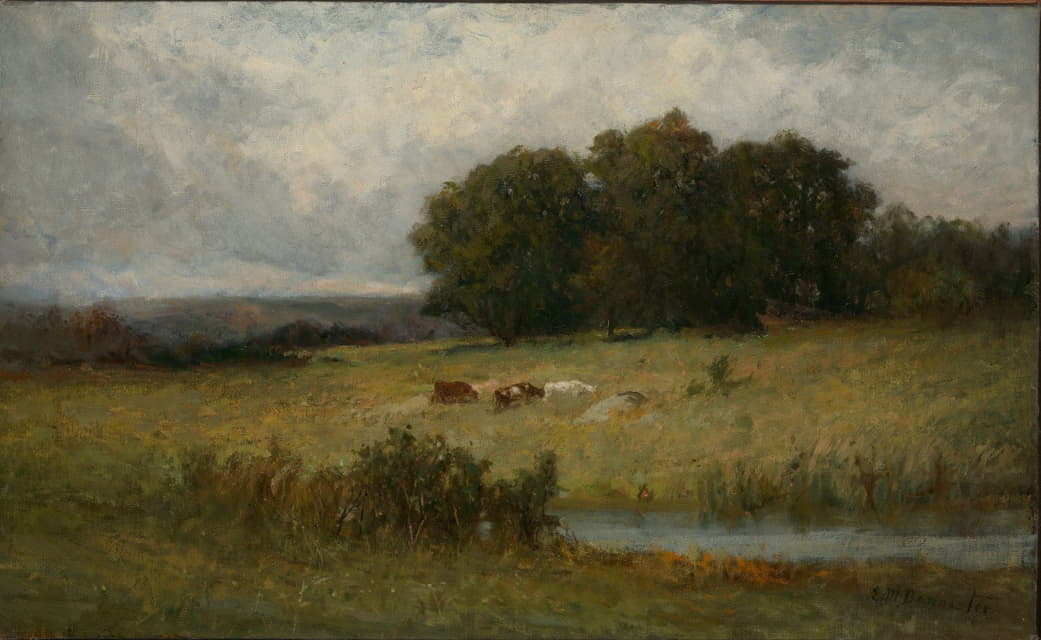 Edward Mitchell Bannister - Bright Scene of Cattle near Stream