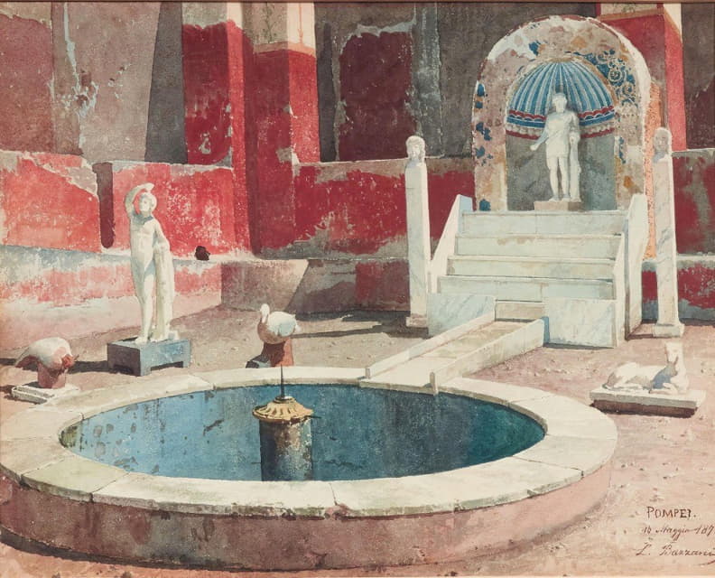 Luigi Bazzani - View into a House with Atrium, Pompeii