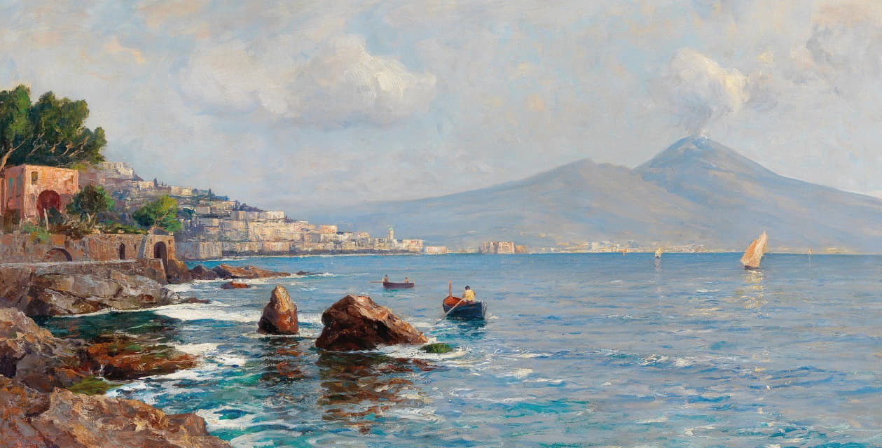 Anonymous - View of the Gulf of Naples with Vesuvius in the background