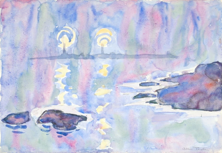 Allen Tucker - Watercolor No. 73, Blue And Lavender