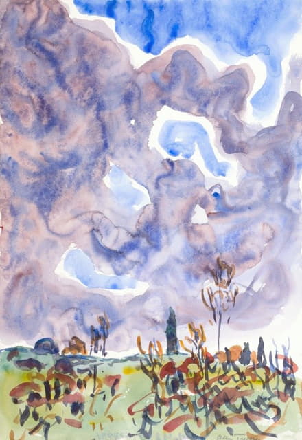 Allen Tucker - Watercolor No. 31, Landscape With Clouds