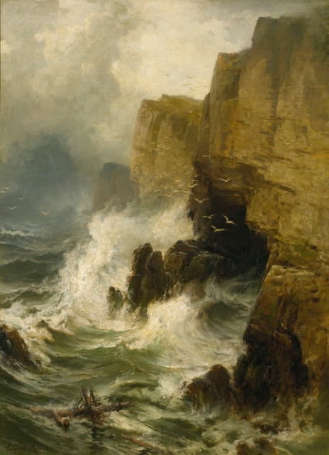 Edward Moran - Cliffs In A Storm