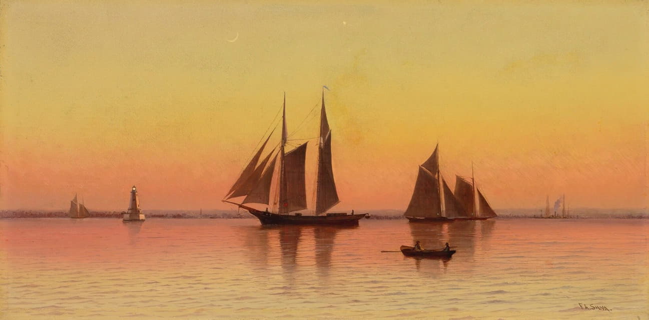 日落时的帆船