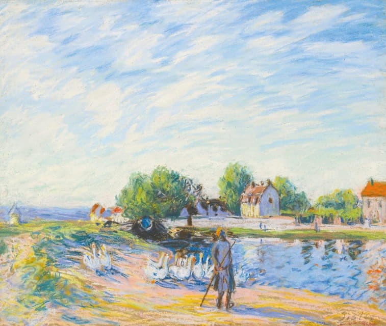 Alfred Sisley - Les Oies À Saint-Mammès