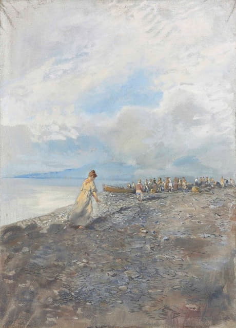 Pompeo Mariani - Sulla spiaggia di Bordighera