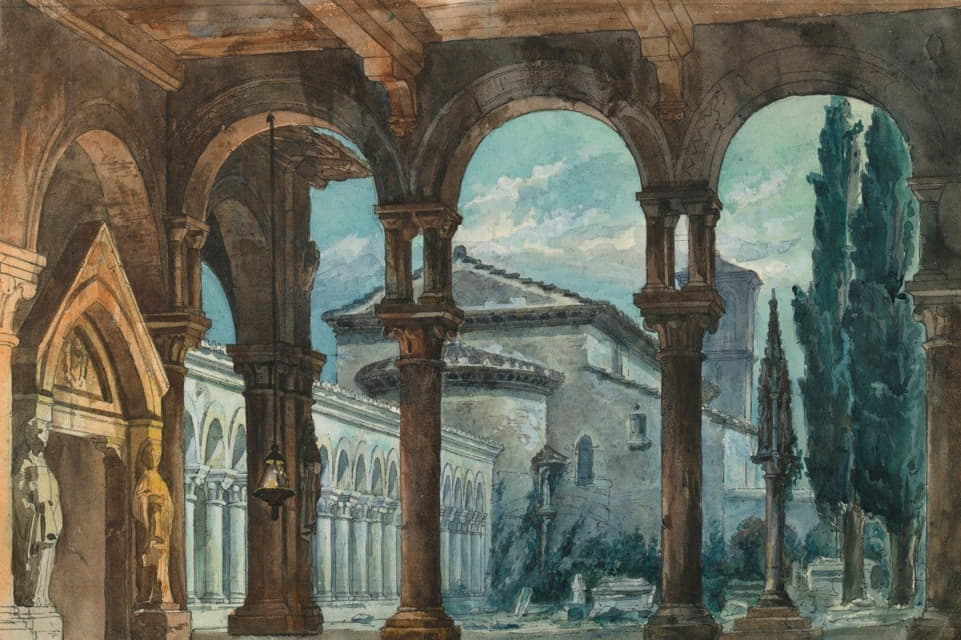 Anonymous - Stage Design, Cloister at Night