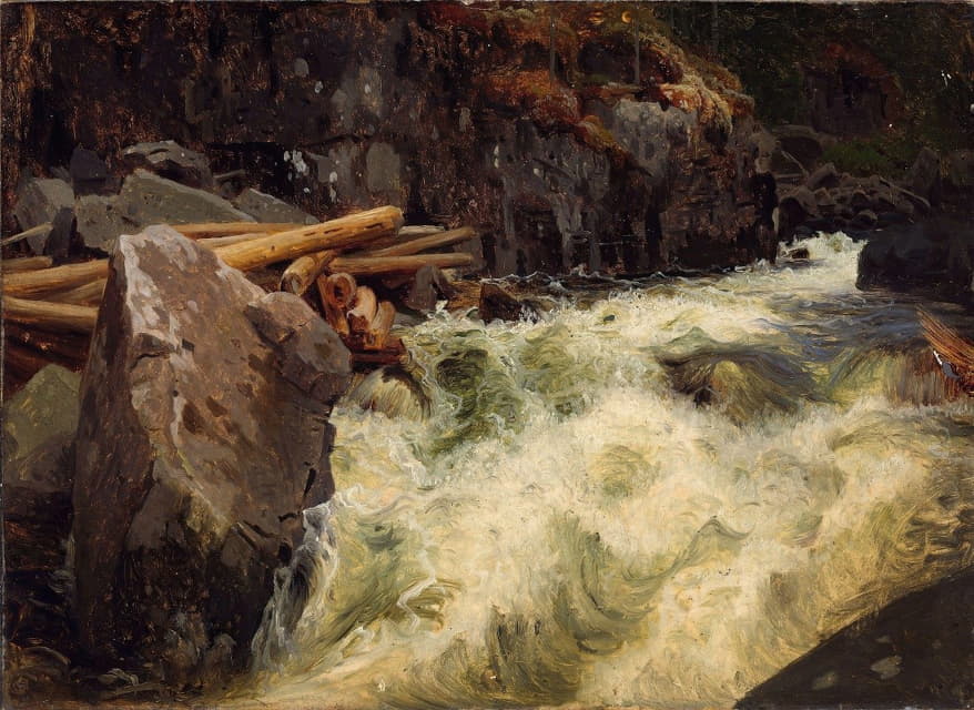 August Cappelen - Study of a Waterfall
