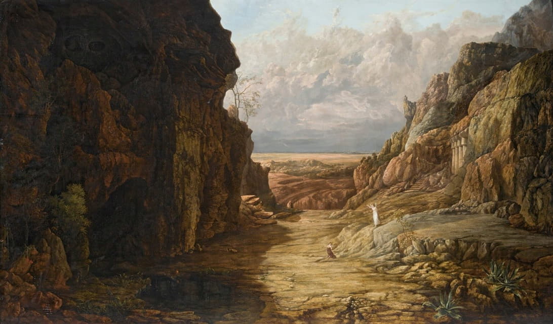 Francis Gold - Hagar And Ishmael In A Distant Rocky Landscape