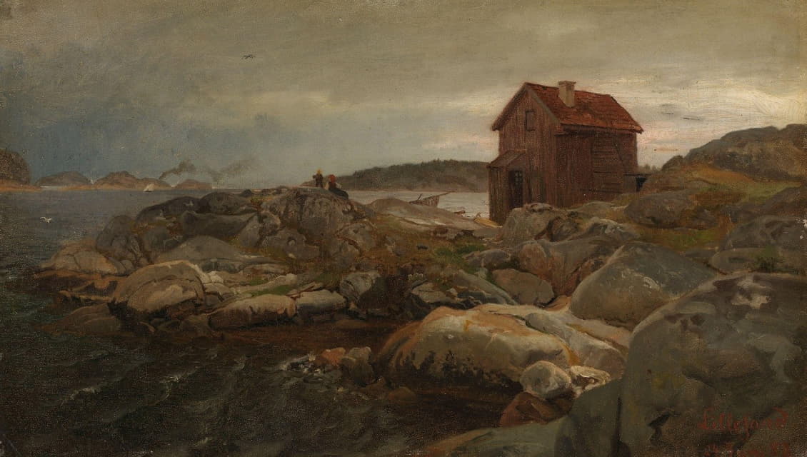 Hans Gude - A Fisherman’s Home, Lillesand