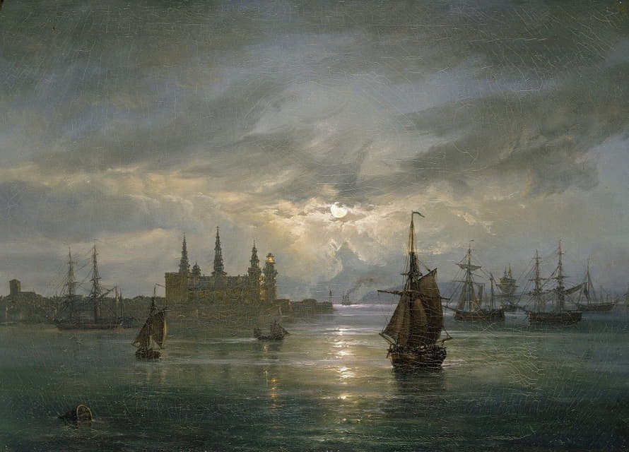 Johan Christian Dahl - Kronborg Castle in Moonlight