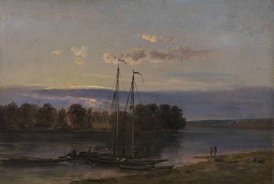 Johan Christian Dahl - The Elbe at Sunset