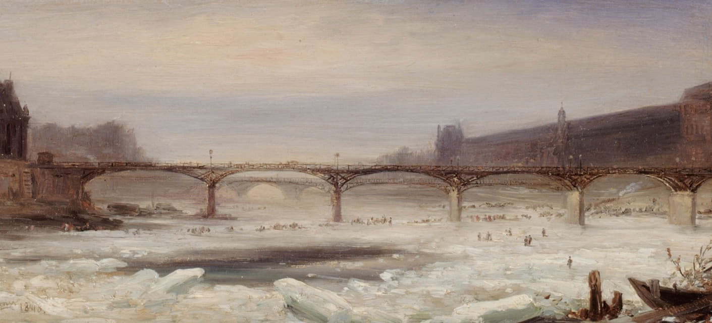 Jean-Jacques Champin - La Seine et le Pont des Arts, en janvier 1848