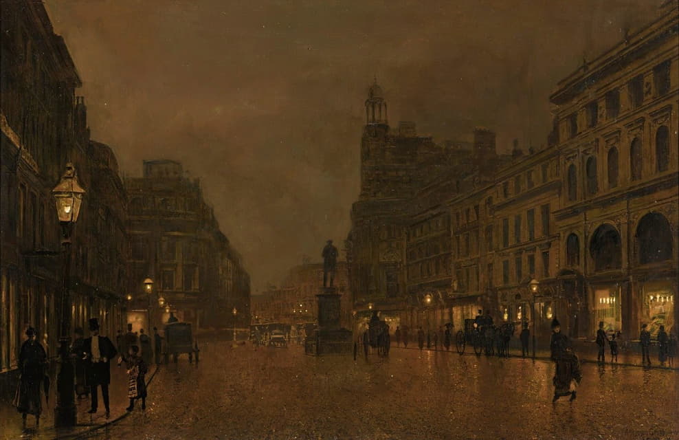 John Atkinson Grimshaw - St Anne’s Square And Exchange, Manchester