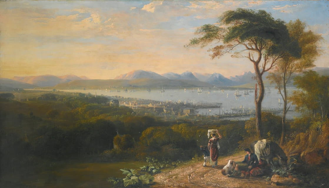 John Glover - View Of Port Glasgow And Greenock On The Firth Of Clyde, The Argyll Hills Beyond