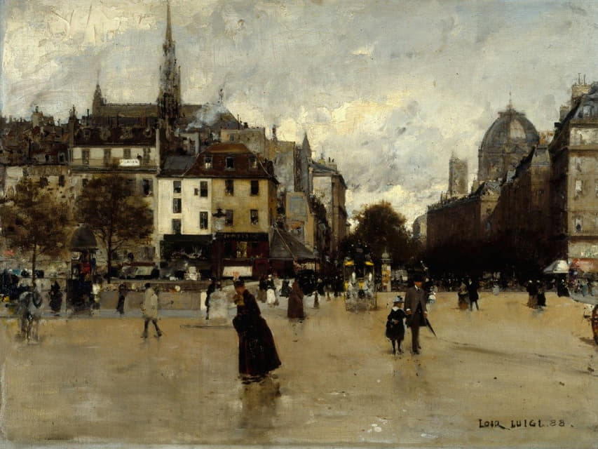 Luigi Loir - Le boulevard du Palais, vu de la place Saint-Michel