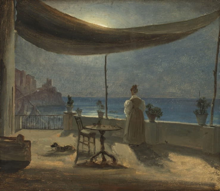 Thomas Fearnley - A Terrace in Amalfi in Moonlight