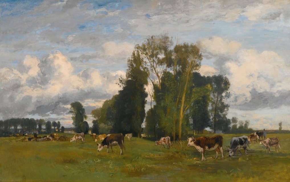Eugen Jettel - Grazing Cows On A Meadow