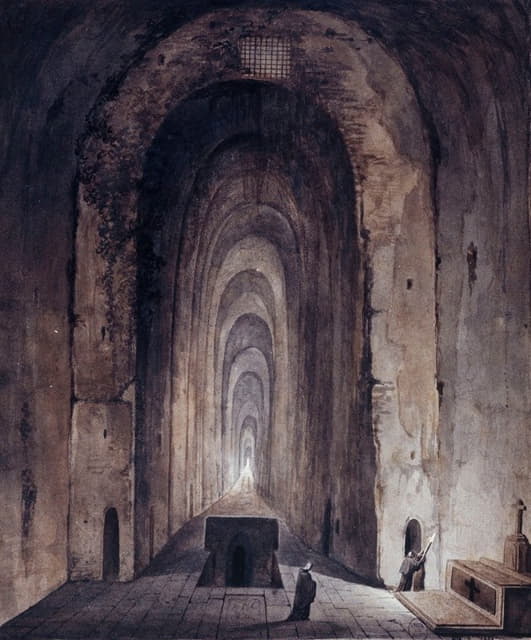 François-Marius Granet - Les Catacombes de Saint-Agnès à Naples