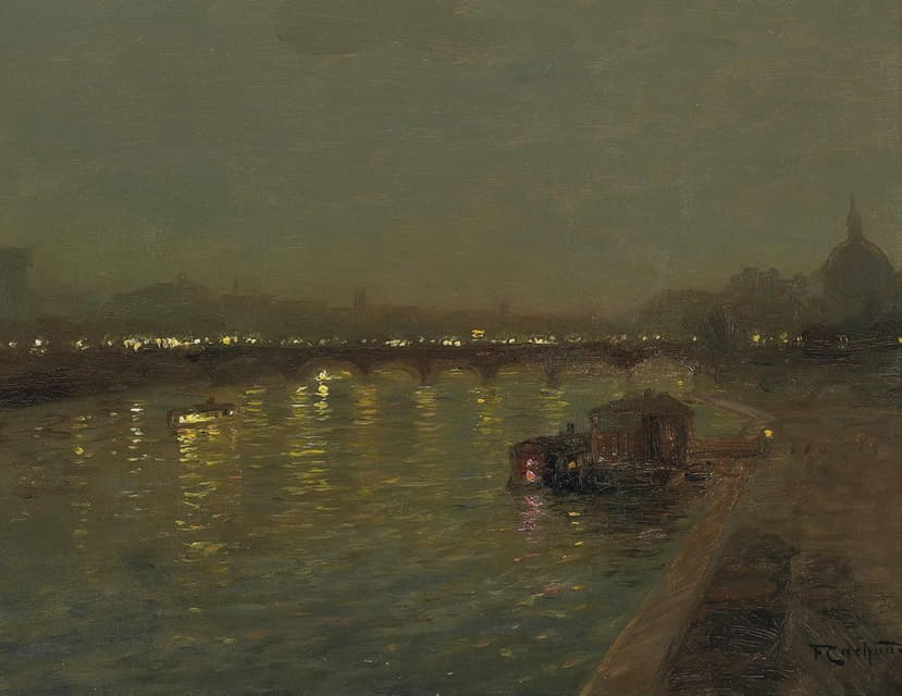 François-Charles Cachoud - Lights On The Saint Pères Bridge, Paris