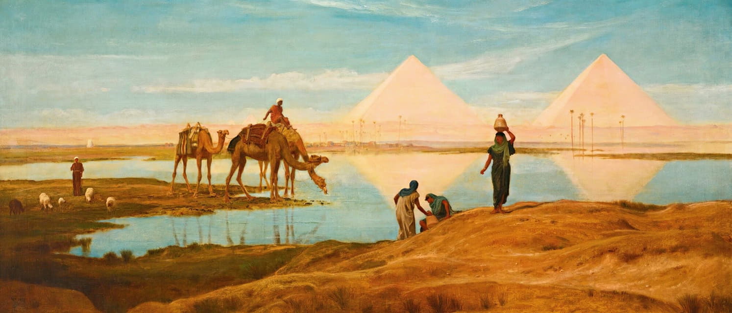 Frederick Goodall - The Light Of The Rising Sun Upon The Pyramids Of Ghizeh
