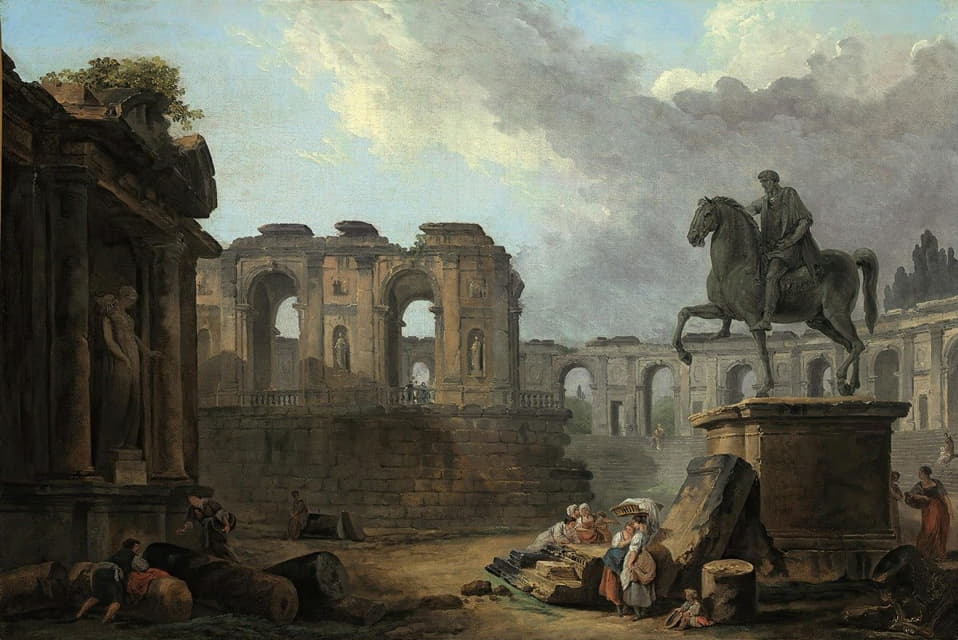 罗马随想曲，马库斯-奥勒留雕像旁的洗衣女工