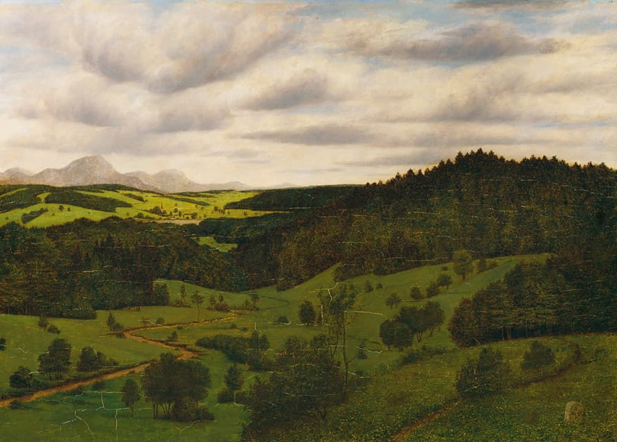 Karl Haider - Oberbayrische Landschaft bei Schliersee mit dem Wendelstein
