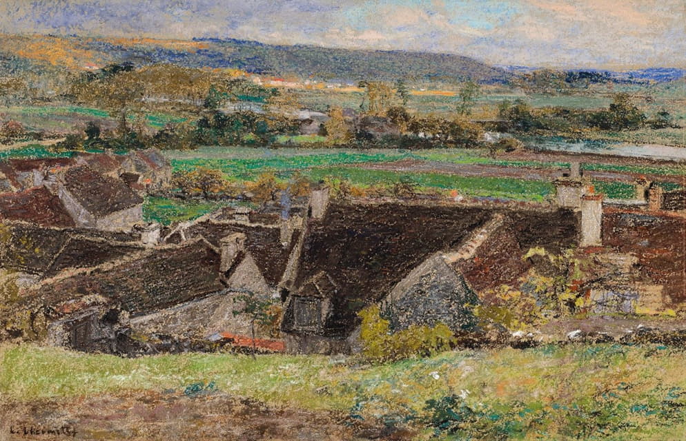 Léon Augustin Lhermitte - Les toits, vue de village