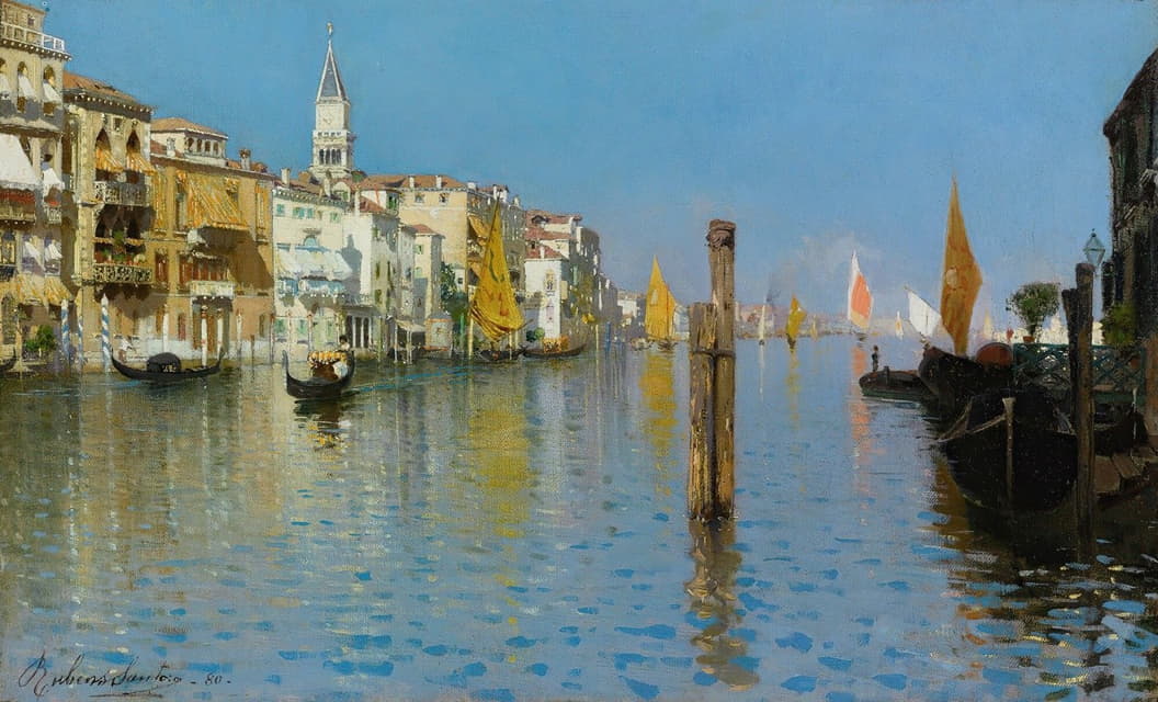 Rubens Santoro - View Across The Grand Canal From Dorsoduro With The Bell Tower Of San Marco 