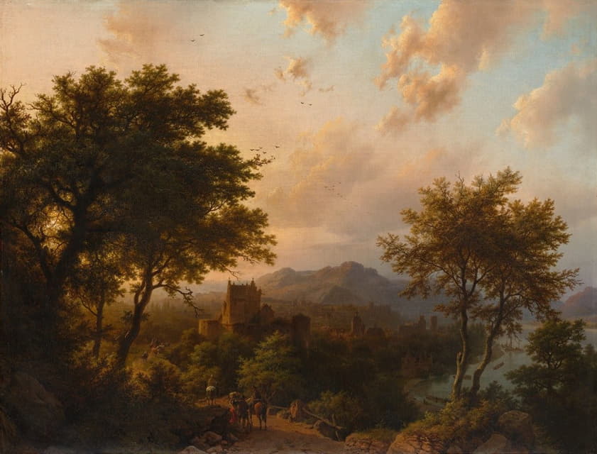 Barend Cornelis Koekkoek - Sunset on the Rhine