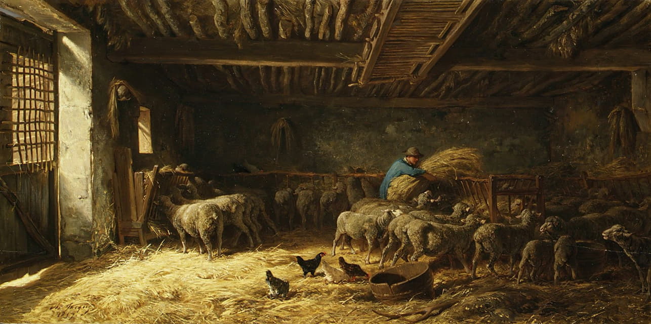 Charles Emile Jacque - The Sheepfold