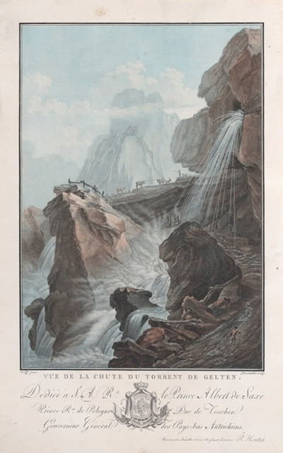 Charles-Melchior Descourtis - Vue de la chute du torrent de Gelten