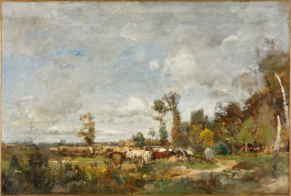 Emil Jakob Schindler - Weidendes Vieh in Holland