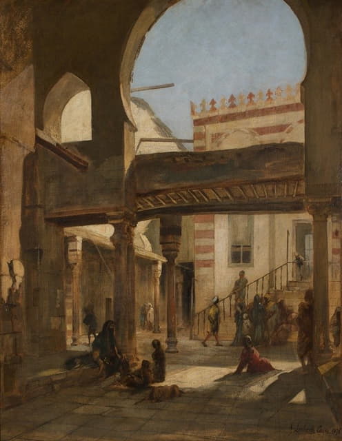 Franz von Lenbach - Szene im Kalaun Moscheen Komplex Kairo