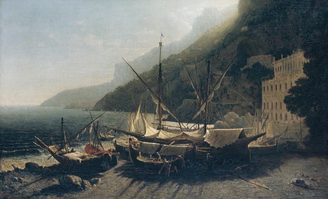George Loring Brown - View at Amalfi, Bay of Salerno