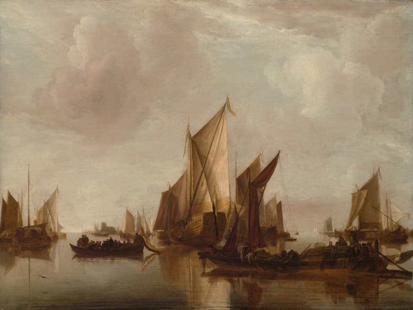 Jan van de Cappelle - A State Yacht and Other Craft in Calm Water