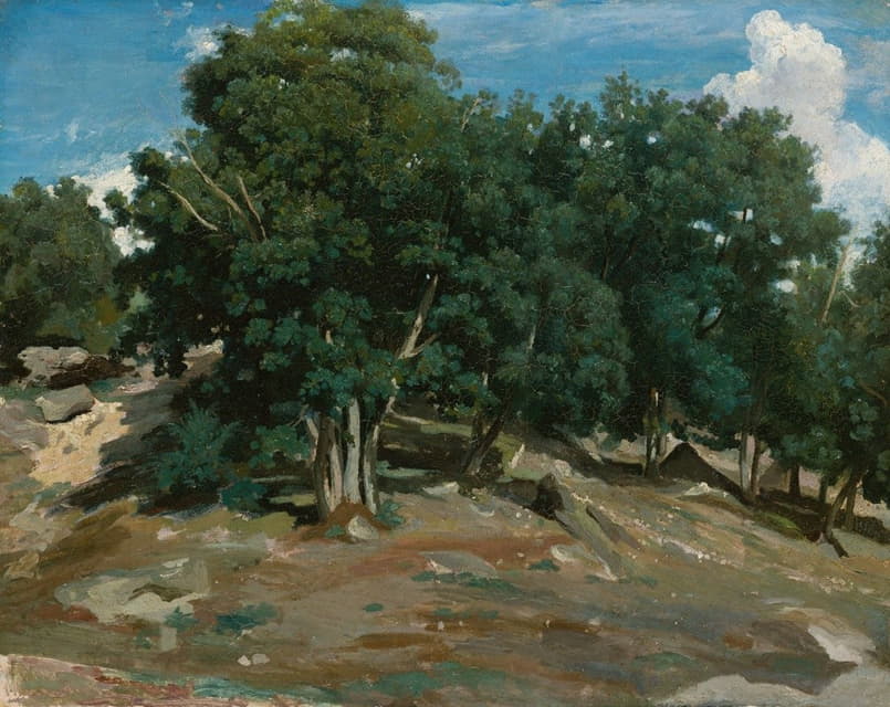 Jean-Baptiste-Camille Corot - Fontainebleau; Oak Trees at Bas-Bréau