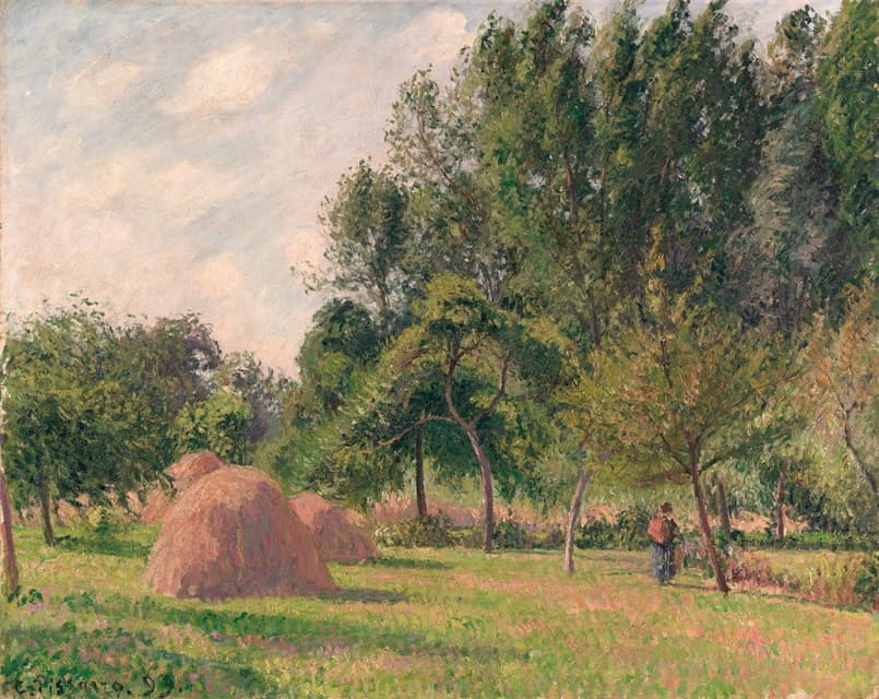 Camille Pissarro - Haystacks, Morning, Éragny