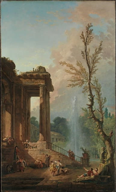 Hubert Robert - The Portico of a Country Mansion
